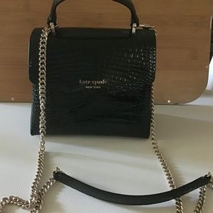 Kate Spade small patent crossbody (deep evergreen)